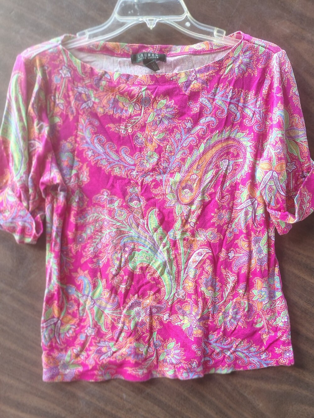 Ralph Lauren Fuchsia Paisley Short Sleeve Tee